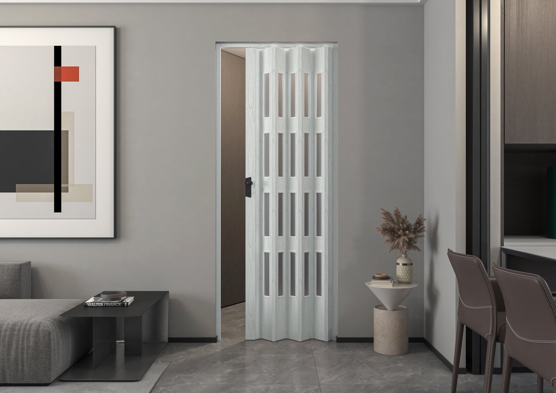  vouwdeuren modern zwart | zwarte aluminium vouwwand | minimalistische vouwdeuren | industriële vouwdeuren | vouwdeuren met slanke profielen
