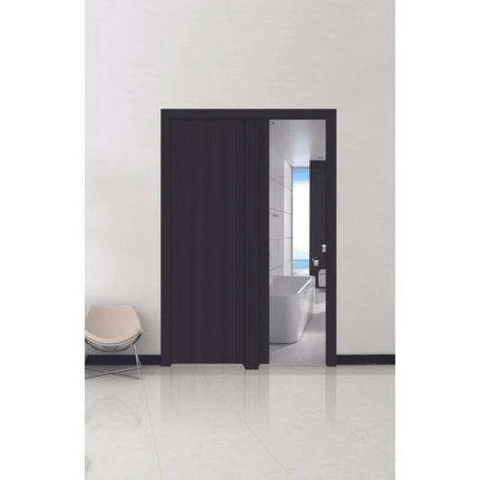  vouwdeuren modern zwart | zwarte aluminium vouwwand | minimalistische vouwdeuren | industriële vouwdeuren | vouwdeuren met slanke profielen
